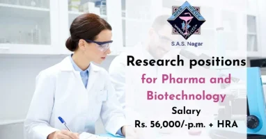 New Research Position Announced at NIPER for Pharmaceutical Professionals